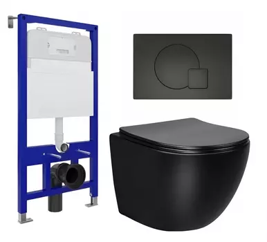 Комплект 3 в 1 инсталляция Enio Tecnico 52 EN8050052 + Унитаз Vincea Globo VT1-14SMB + кнопка черная матовая