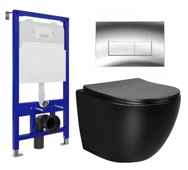 Комплект 3 в 1 инсталляция Enio Tecnico 52 EN8050052 + Унитаз Vincea Globo VT1-14SMB + кнопка хром