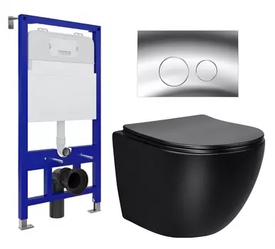 Комплект 3 в 1 инсталляция Enio Tecnico 52 EN8050052 + Унитаз Vincea Globo VT1-14SMB + кнопка хром