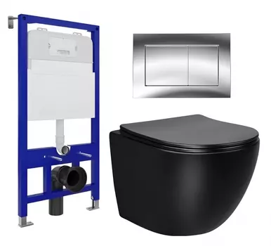 Комплект 3 в 1 инсталляция Enio Tecnico 52 EN8050052 + Унитаз Vincea Globo VT1-14SMB + кнопка хром