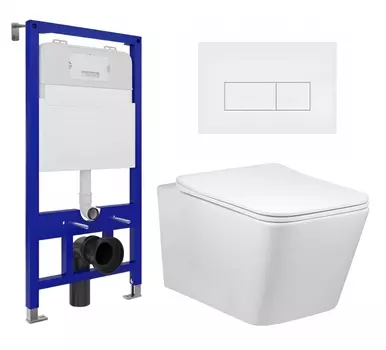 Комплект 3 в 1 инсталляция Enio Tecnico 52 EN8050052 + Унитаз Vincea Q-Line VT1-12 + кнопка белая матовая