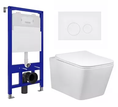 Комплект 3 в 1 инсталляция Enio Tecnico 52 EN8050052 + Унитаз Vincea Q-Line VT1-12 + кнопка белая матовая