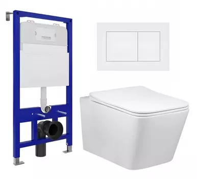 Комплект 3 в 1 инсталляция Enio Tecnico 52 EN8050052 + Унитаз Vincea Q-Line VT1-12 + кнопка белая матовая