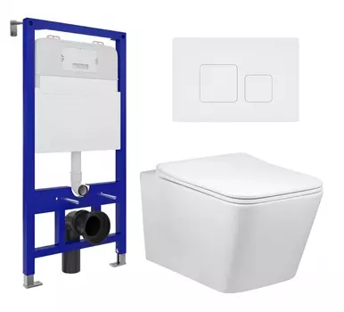 Комплект 3 в 1 инсталляция Enio Tecnico 52 EN8050052 + Унитаз Vincea Q-Line VT1-12 + кнопка белая матовая