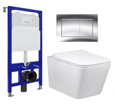 Комплект 3 в 1 инсталляция Enio Tecnico 52 EN8050052 + Унитаз Vincea Q-Line VT1-12 + кнопка хром