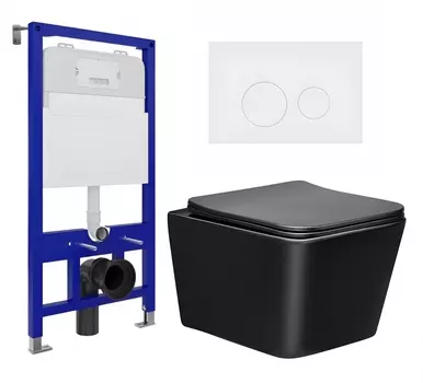 Комплект 3 в 1 инсталляция Enio Tecnico 52 EN8050052 + Унитаз Vincea Q-Line VT1-12MB + кнопка белая матовая