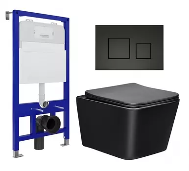Комплект 3 в 1 инсталляция Enio Tecnico 52 EN8050052 + Унитаз Vincea Q-Line VT1-12MB + кнопка черная матовая