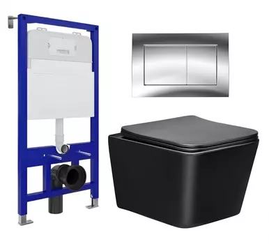 Комплект 3 в 1 инсталляция Enio Tecnico 52 EN8050052 + Унитаз Vincea Q-Line VT1-12MB + кнопка хром