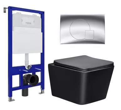 Комплект 3 в 1 инсталляция Enio Tecnico 52 EN8050052 + Унитаз Vincea Q-Line VT1-12MB + кнопка хром