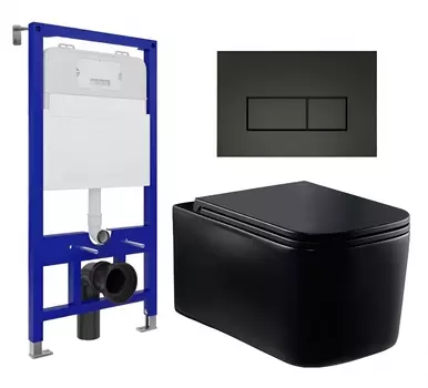 Комплект 3 в 1 инсталляция Enio Tecnico 52 EN8050052 + Унитаз Vincea Ultra Rimless VT1-32MB + кнопка черная матовая