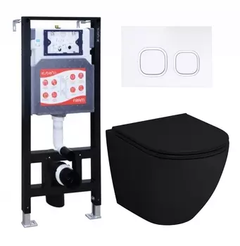 Комплект 3 в 1 инсталляция ESBANO FRAM + Унитаз подвесной Grossman GR-4455BMS + кнопка белая