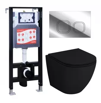 Комплект 3 в 1 инсталляция ESBANO FRAM + Унитаз подвесной Grossman GR-4455BMS + кнопка хром глянцевая