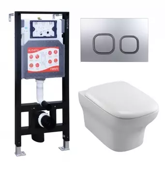 Комплект 3 в 1 инсталляция ESBANO FRAM + Унитаз подвесной Jacob Delafon Vox EDM102-00 + кнопка хром матовая