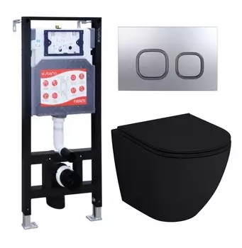 Комплект 3 в 1 инсталляция ESBANO FRAM + Унитаз подвесной Grossman GR-4455BMS + кнопка хром матовая