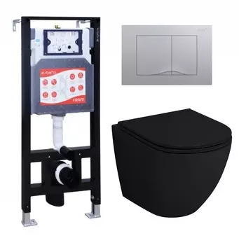 Комплект 3 в 1 инсталляция ESBANO FRAM + Унитаз подвесной Grossman GR-4455BMS + кнопка хром матовая