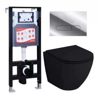 Комплект 3 в 1 инсталляция ESBANO FRAM + Унитаз подвесной Grossman GR-4455BMS + кнопка хром глянцевая