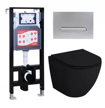 Комплект 3 в 1 инсталляция ESBANO FRAM + Унитаз подвесной Grossman GR-4455BMS + кнопка хром матовая