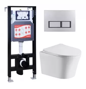 Комплект 3 в 1 инсталляция ESBANO FRAM + Подвесной унитаз Cerutti Spa Adige Aria CT7837 + кнопка хром матовая