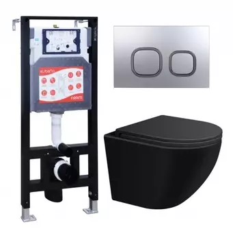 Комплект 3 в 1 инсталляция ESBANO FRAM + Подвесной унитаз SinteSi EVI + кнопка хром матовая