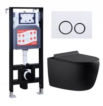Комплект 3 в 1 инсталляция ESBANO FRAM + Унитаз подвесной Aquanet Cetus 287008 + кнопка белая глянцевая