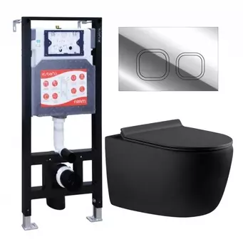 Комплект 3 в 1 инсталляция ESBANO FRAM + Унитаз подвесной Aquanet Cetus 287008 + кнопка хром глянцевая