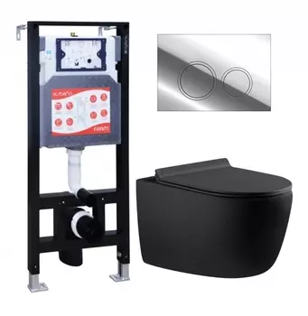 Комплект 3 в 1 инсталляция ESBANO FRAM + Унитаз подвесной Aquanet Cetus 287008 + кнопка хром глянцевая