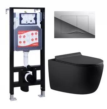 Комплект 3 в 1 инсталляция ESBANO FRAM + Унитаз подвесной Aquanet Cetus 287008 + кнопка хром глянцевая