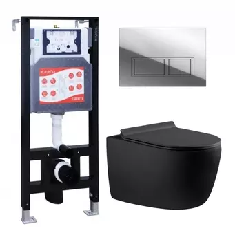 Комплект 3 в 1 инсталляция ESBANO FRAM + Унитаз подвесной Aquanet Cetus 287008 + кнопка хром глянцевая