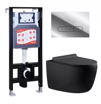 Комплект 3 в 1 инсталляция ESBANO FRAM + Унитаз подвесной Aquanet Cetus 287008 + кнопка хром глянцевая