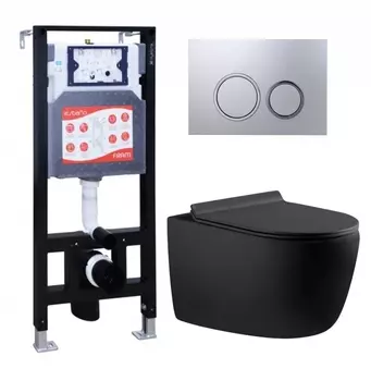 Комплект 3 в 1 инсталляция ESBANO FRAM + Унитаз подвесной Aquanet Cetus 287008 + кнопка хром матовая