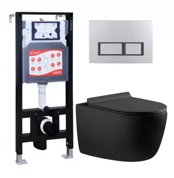 Комплект 3 в 1 инсталляция ESBANO FRAM + Унитаз подвесной Aquanet Cetus 287008 + кнопка хром матовая