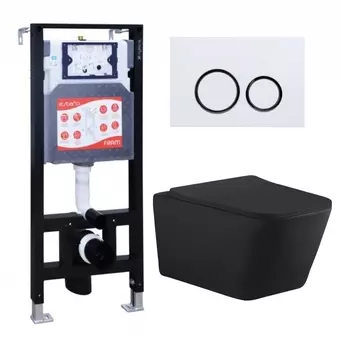 Комплект 3 в 1 инсталляция ESBANO FRAM + Унитаз подвесной Aquanet Tavr-W BW 287011 + кнопка белая глянцевая