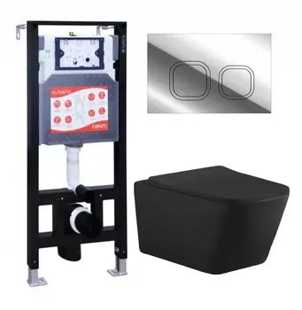 Комплект 3 в 1 инсталляция ESBANO FRAM + Унитаз подвесной Aquanet Tavr-W BW 287011 + кнопка хром глянцевая