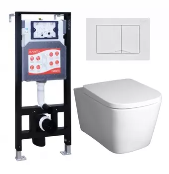 Комплект 3 в 1 инсталляция ESBANO FRAM + Унитаз подвесной BelBagno Albano BB120CHR + кнопка белая глянцевая FRAM+ESINVRT29GW+BB120CHR+BB120SC