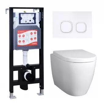 Комплект 3 в 1 инсталляция ESBANO FRAM + Унитаз подвесной BelBagno Marino + кнопка белая