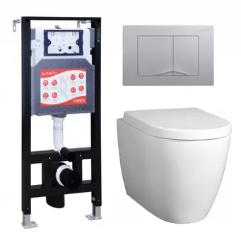 Комплект 3 в 1 инсталляция ESBANO FRAM + Унитаз подвесной BelBagno Marino + кнопка хром матовая