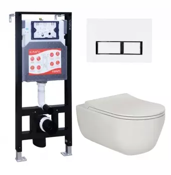 Комплект 3 в 1 инсталляция ESBANO FRAM + Унитаз подвесной Berges Wasserhaus Ego XL 082118 + кнопка белая глянцевая