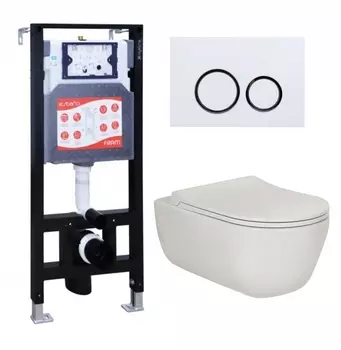 Комплект 3 в 1 инсталляция ESBANO FRAM + Унитаз подвесной Berges Wasserhaus Ego XL 082118 + кнопка белая глянцевая