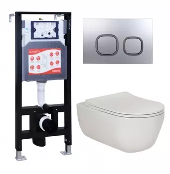 Комплект 3 в 1 инсталляция ESBANO FRAM + Унитаз подвесной Berges Wasserhaus Ego XL 082118 + кнопка хром матовая