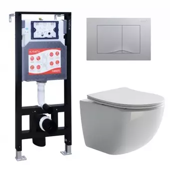 Комплект 3 в 1 инсталляция ESBANO FRAM + Унитаз подвесной Ceramica Nova Forma CN3009 + кнопка хром матовая