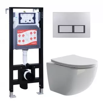 Комплект 3 в 1 инсталляция ESBANO FRAM + Унитаз подвесной Ceramica Nova Forma CN3009 + кнопка хром матовая