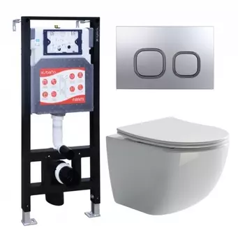 Комплект 3 в 1 инсталляция ESBANO FRAM + Унитаз подвесной Ceramica Nova Forma CN3009 + кнопка хром матовая