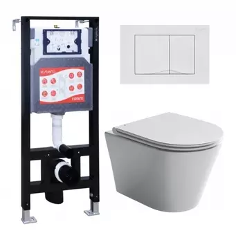 Комплект 3 в 1 инсталляция ESBANO FRAM + Унитаз подвесной Ceramica Nova Forma CN3011 + кнопка белая глянцевая