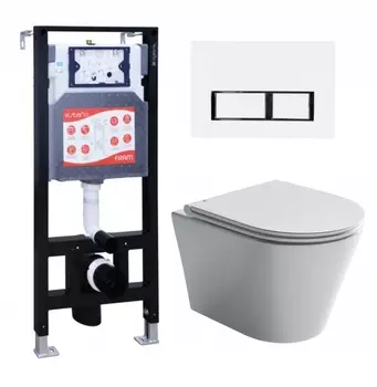 Комплект 3 в 1 инсталляция ESBANO FRAM + Унитаз подвесной Ceramica Nova Forma CN3011 + кнопка белая глянцевая