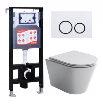 Комплект 3 в 1 инсталляция ESBANO FRAM + Унитаз подвесной Ceramica Nova Forma CN3011 + кнопка белая глянцевая