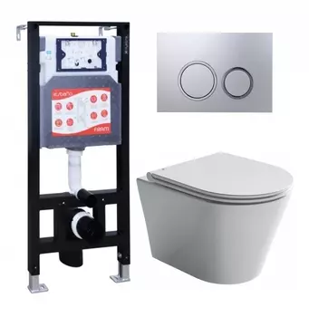 Комплект 3 в 1 инсталляция ESBANO FRAM + Унитаз подвесной Ceramica Nova Forma CN3011 + кнопка хром матовая