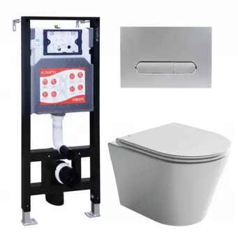 Комплект 3 в 1 инсталляция ESBANO FRAM + Унитаз подвесной Ceramica Nova Forma CN3011 + кнопка хром матовая