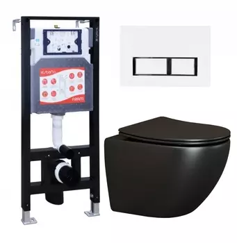 Комплект 3 в 1 инсталляция ESBANO FRAM + Унитаз подвесной Ceramica Nova Metropol CN4002MB + кнопка белая глянцевая