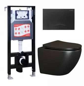 Комплект 3 в 1 инсталляция ESBANO FRAM + Унитаз подвесной Ceramica Nova Metropol CN4002MB + кнопка черная матовая