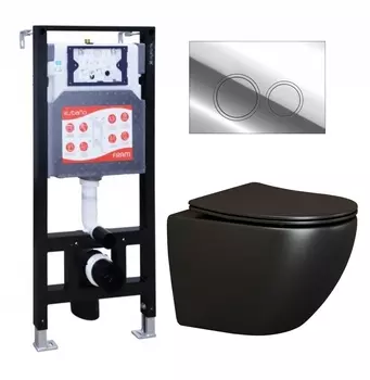 Комплект 3 в 1 инсталляция ESBANO FRAM + Унитаз подвесной Ceramica Nova Metropol CN4002MB + кнопка хром глянцевая